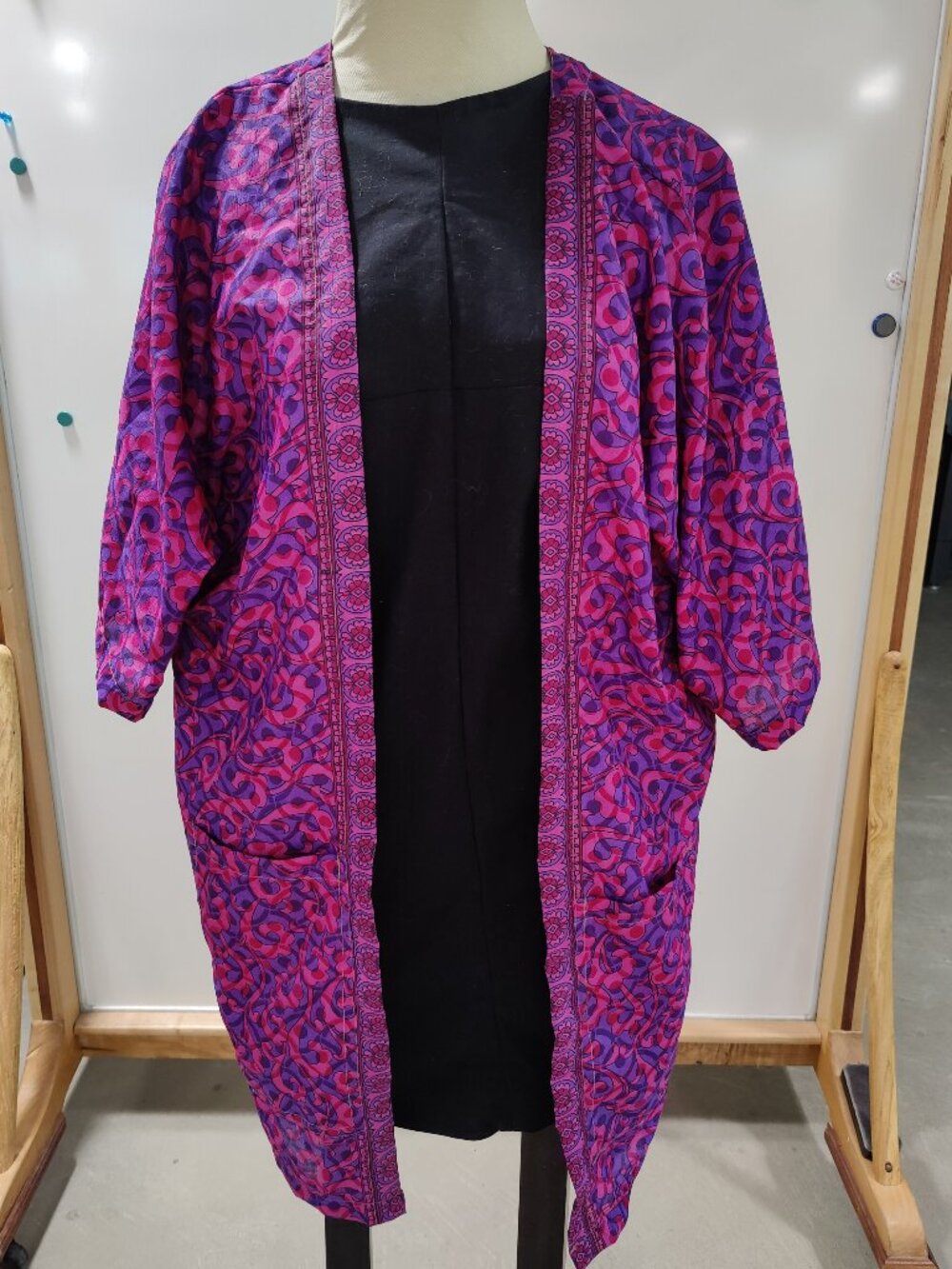 Darn Good Yarn Amara Long Duster Recycled Silk Sari Fabric Size 0-12
